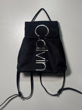 CalvinKlein~Black&Nylon Cute!! Backpack w Drawstring
